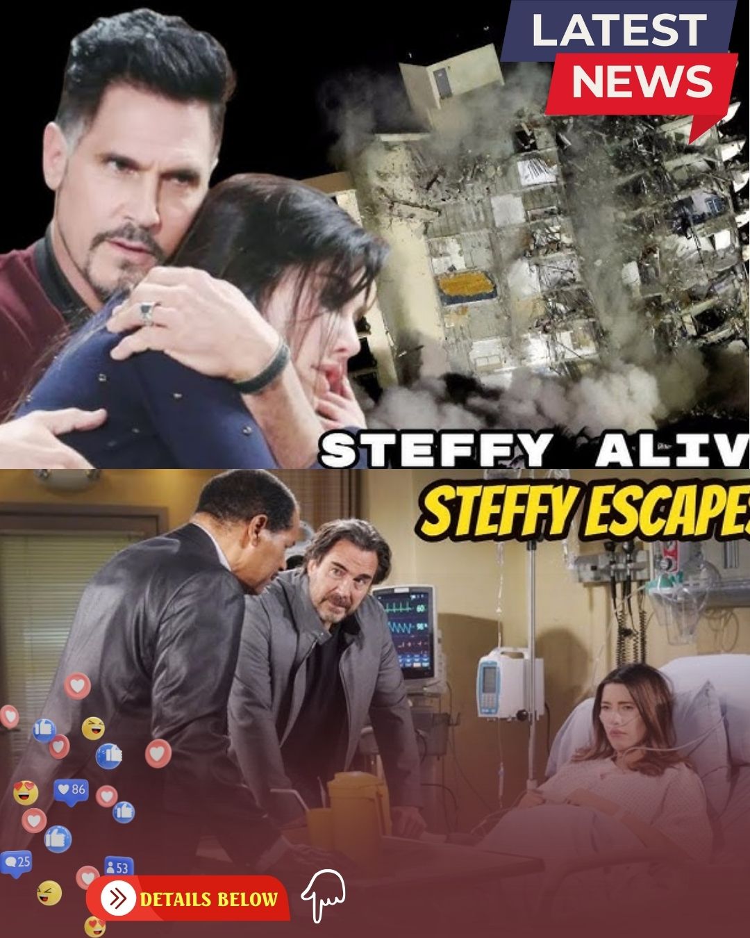 Bill saves Steffy before Luna’s building collapses CBS The Bold and the Beautiful Spoilers